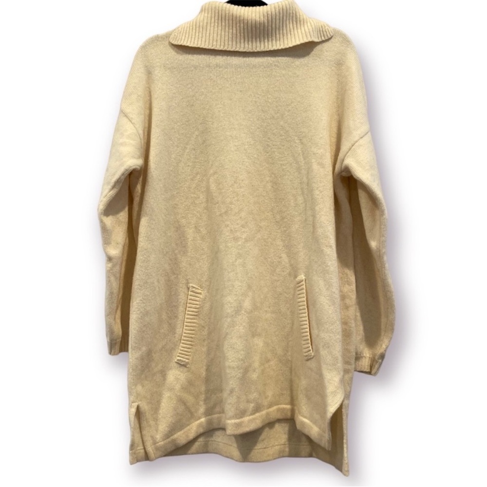EPOGEE Ivory Lambswool Blend Longline Turtleneck Sweater Tunic Medium